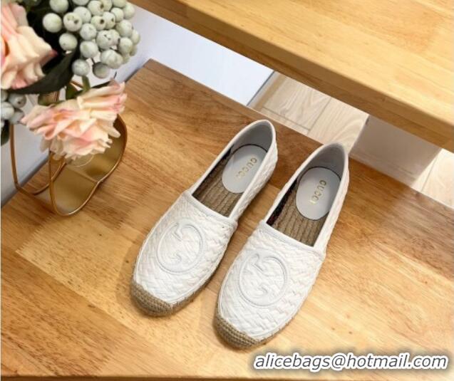 Lowest Price Gucci Interlocking G Espadrilles in Raffia Straw White 711040