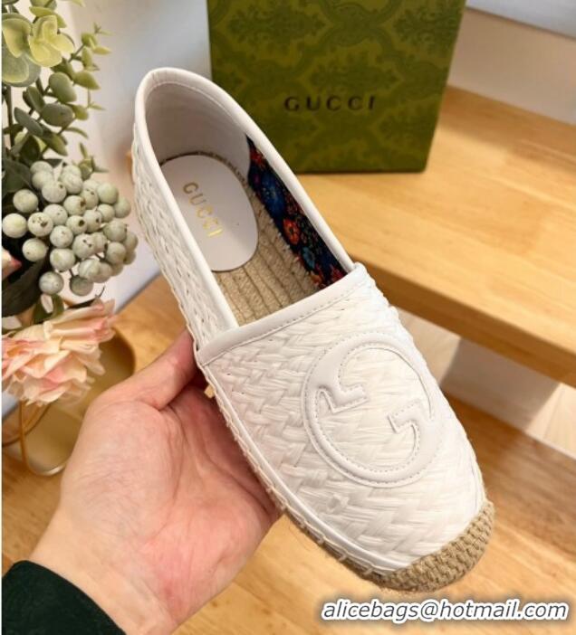 Lowest Price Gucci Interlocking G Espadrilles in Raffia Straw White 711040