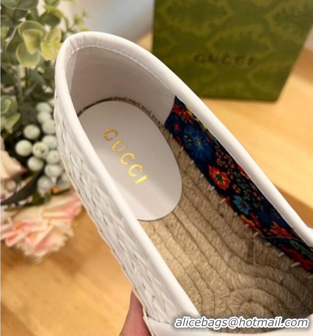 Lowest Price Gucci Interlocking G Espadrilles in Raffia Straw White 711040