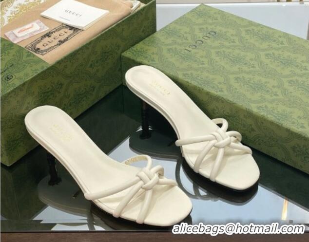 Trendy Design Gucci Leather Slide Sandals with Bamboo Heel 4.5cm White 711064