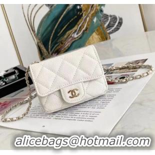 Super Quality Chanel Caviar Quilted Leather Mini Wallet On Chain AP8891 White