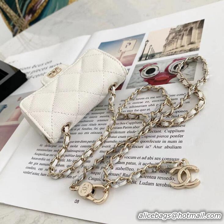 Super Quality Chanel Caviar Quilted Leather Mini Wallet On Chain AP8891 White