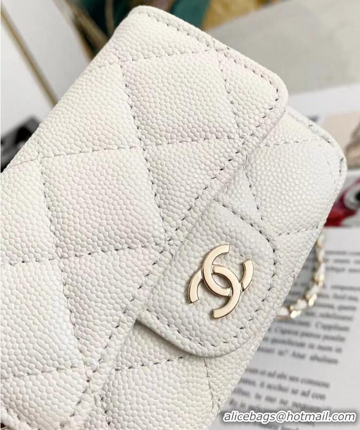 Super Quality Chanel Caviar Quilted Leather Mini Wallet On Chain AP8891 White