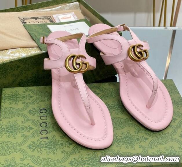 Fashion Luxury Gucci Leather Double G Flat Sandals Light Pink 711075