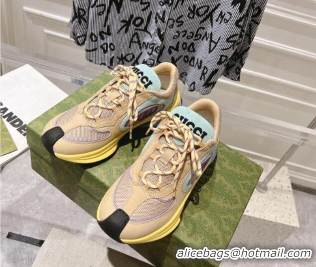 Good Quality Gucci Run Trainer Sneakers in Mesh and Leather with Interlocking G Yellow 711079