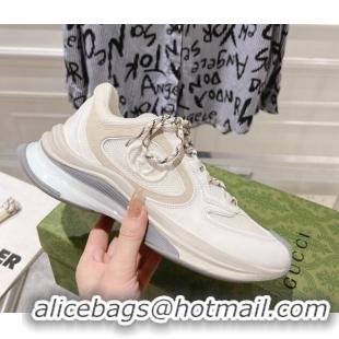 Top Grade Gucci Run Trainer Sneakers in Mesh and Leather with Interlocking G White 711081