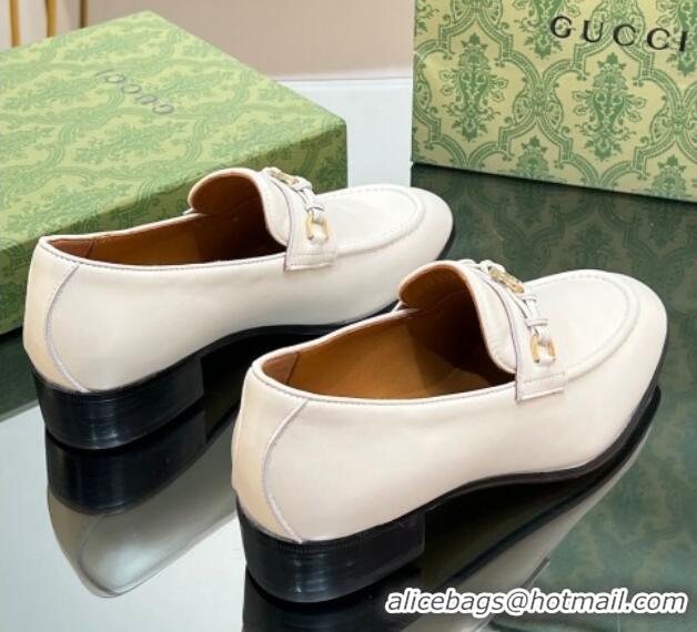 Most Popular Gucci Leather Loafers 3cm with Interlocking G White 711082