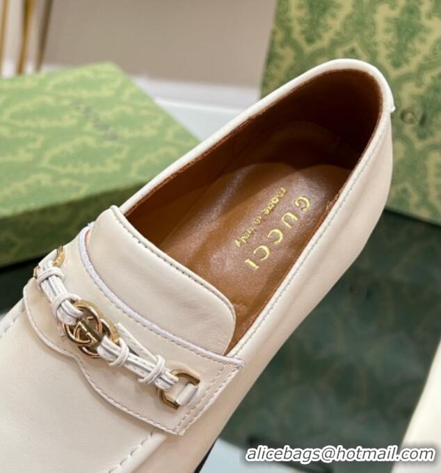 Most Popular Gucci Leather Loafers 3cm with Interlocking G White 711082