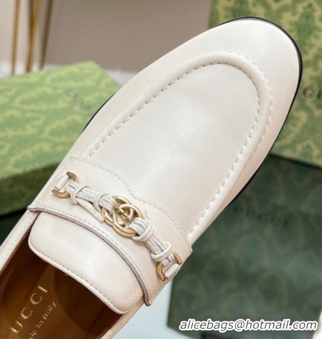 Most Popular Gucci Leather Loafers 3cm with Interlocking G White 711082