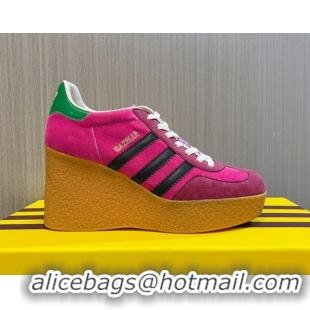 Popular Style adidas x Gucci Wedge Platform Sneakers 9cm in Pink Suede 718100