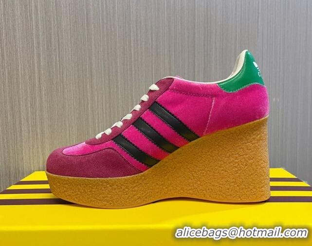 Popular Style adidas x Gucci Wedge Platform Sneakers 9cm in Pink Suede 718100