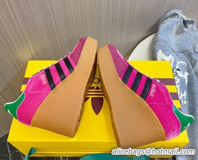 Popular Style adidas x Gucci Wedge Platform Sneakers 9cm in Pink Suede 718100