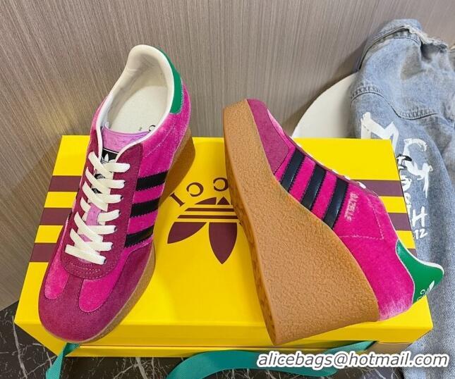 Popular Style adidas x Gucci Wedge Platform Sneakers 9cm in Pink Suede 718100