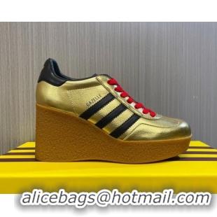 Best Product adidas x Gucci Wedge Platform Sneakers 9cm in Gold Leather 718101