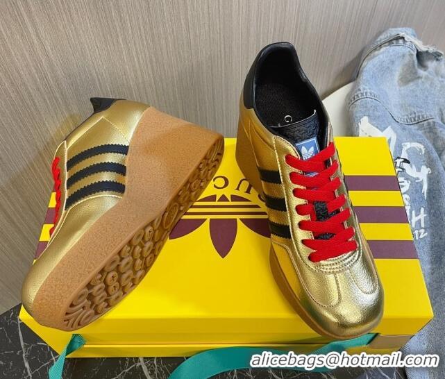 Best Product adidas x Gucci Wedge Platform Sneakers 9cm in Gold Leather 718101