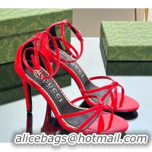 Low Cost Gucci Strappy High Heel Sandals 8.5cm in Patent Leather Red 0718107