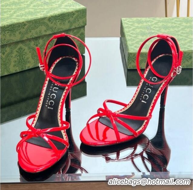 Low Cost Gucci Strappy High Heel Sandals 8.5cm in Patent Leather Red 0718107