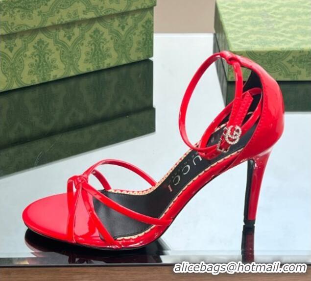 Low Cost Gucci Strappy High Heel Sandals 8.5cm in Patent Leather Red 0718107