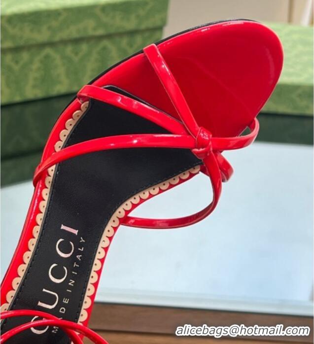 Low Cost Gucci Strappy High Heel Sandals 8.5cm in Patent Leather Red 0718107