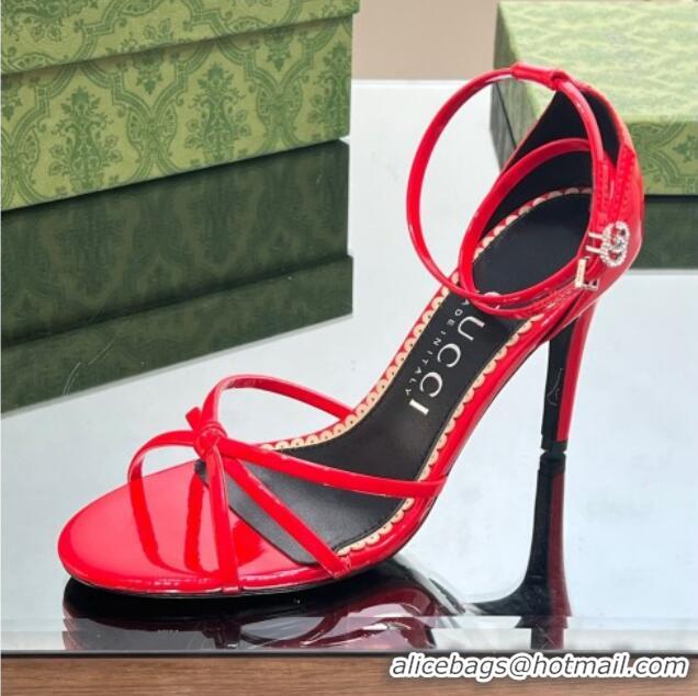 Low Cost Gucci Strappy High Heel Sandals 8.5cm in Patent Leather Red 0718107