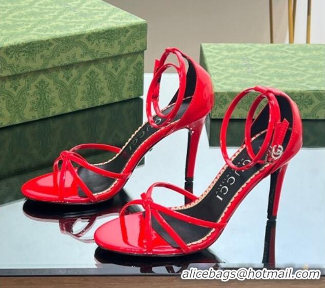 Low Cost Gucci Strappy High Heel Sandals 8.5cm in Patent Leather Red 0718107