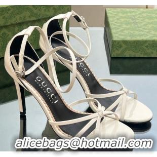 Purchase Gucci Strappy High Heel Sandals 8.5cm in Patent Leather White 718108