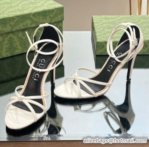 Purchase Gucci Strappy High Heel Sandals 8.5cm in Patent Leather White 718108