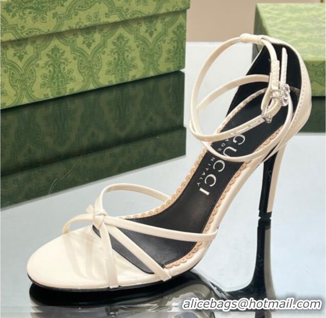 Purchase Gucci Strappy High Heel Sandals 8.5cm in Patent Leather White 718108