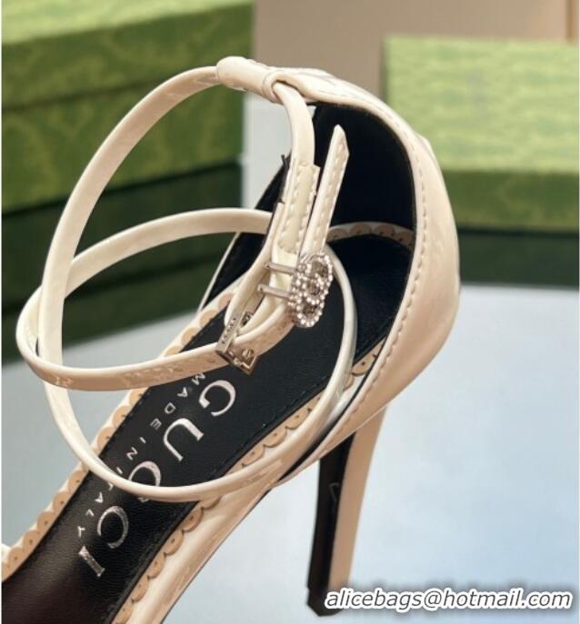 Purchase Gucci Strappy High Heel Sandals 8.5cm in Patent Leather White 718108