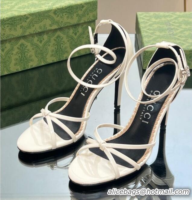 Purchase Gucci Strappy High Heel Sandals 8.5cm in Patent Leather White 718108