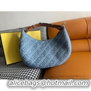 Buy Discount Fendi Fendigraphy Small Hobo Bag in 798M78 Light Blue Denim 2023