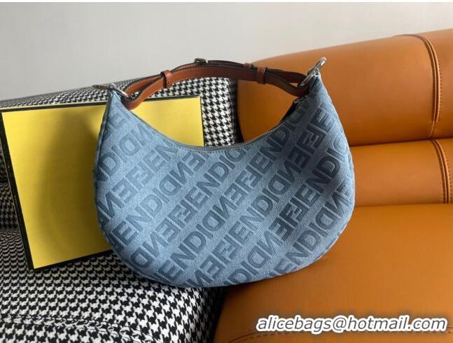 Buy Discount Fendi Fendigraphy Small Hobo Bag in 798M78 Light Blue Denim 2023