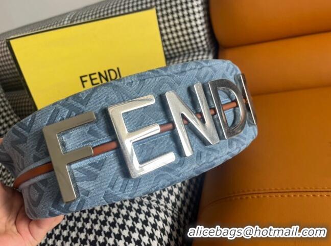 Buy Discount Fendi Fendigraphy Small Hobo Bag in 798M78 Light Blue Denim 2023