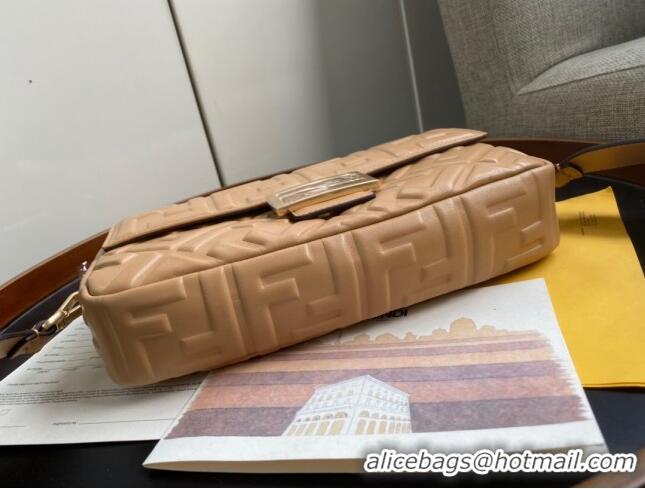 Top Quality Fendi Baguette Medium Nappa Leather Bag 600M85 Apricot 2023