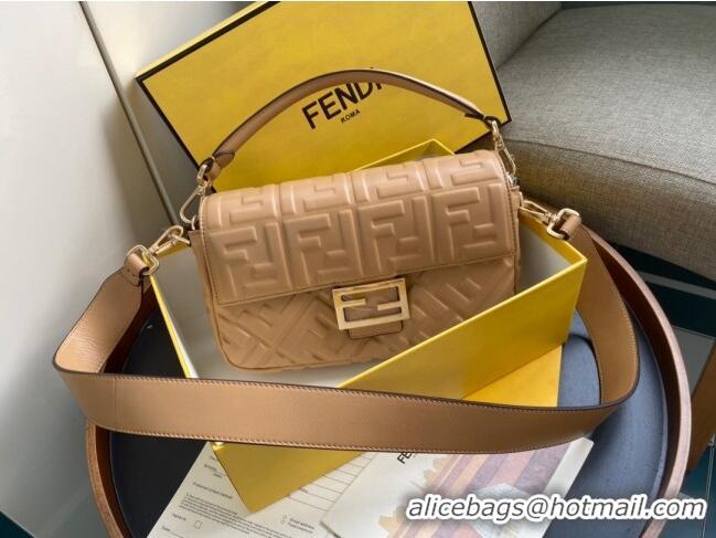 Top Quality Fendi Baguette Medium Nappa Leather Bag 600M85 Apricot 2023