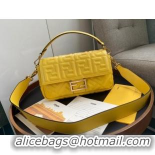 Low Cost Fendi Baguette Medium Nappa Leather Bag 600M85 Yellow 2023