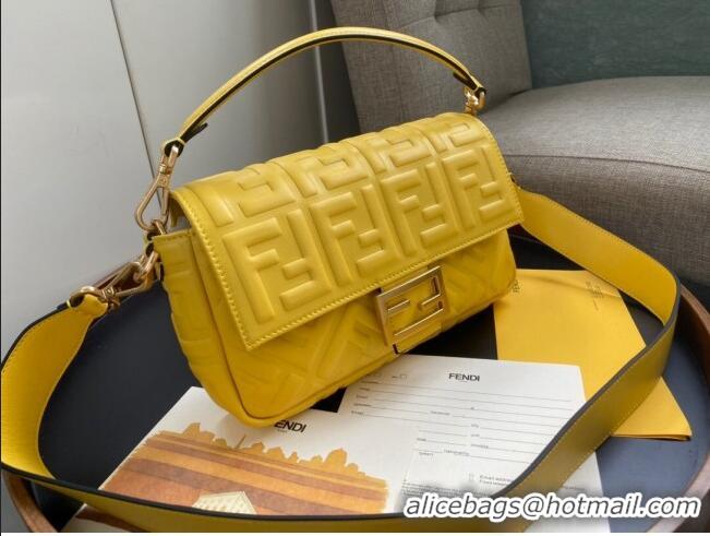 Low Cost Fendi Baguette Medium Nappa Leather Bag 600M85 Yellow 2023