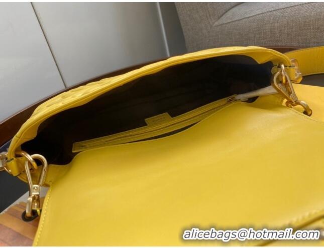 Low Cost Fendi Baguette Medium Nappa Leather Bag 600M85 Yellow 2023