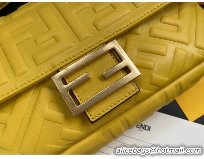 Low Cost Fendi Baguette Medium Nappa Leather Bag 600M85 Yellow 2023