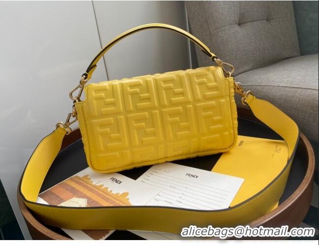 Low Cost Fendi Baguette Medium Nappa Leather Bag 600M85 Yellow 2023