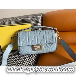 Unique Grade Fendi Baguette Medium Nappa Leather Bag 600M85 Light Blue 2023