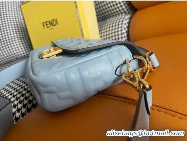 Unique Grade Fendi Baguette Medium Nappa Leather Bag 600M85 Light Blue 2023