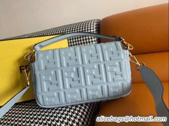 Unique Grade Fendi Baguette Medium Nappa Leather Bag 600M85 Light Blue 2023