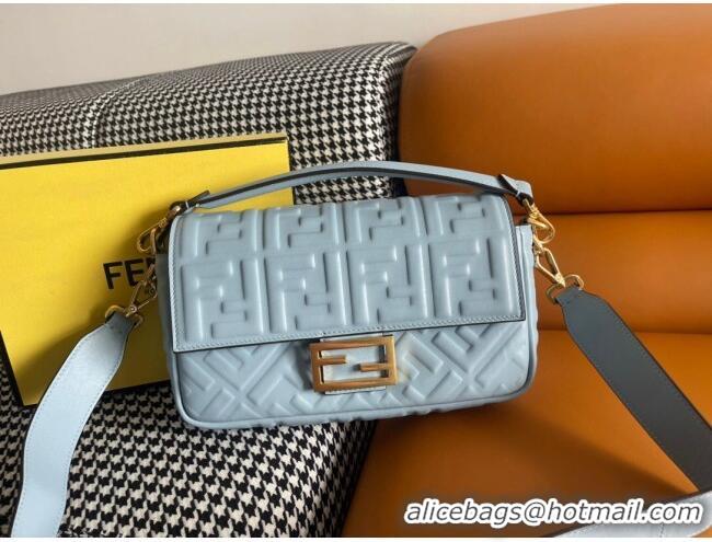 Unique Grade Fendi Baguette Medium Nappa Leather Bag 600M85 Light Blue 2023