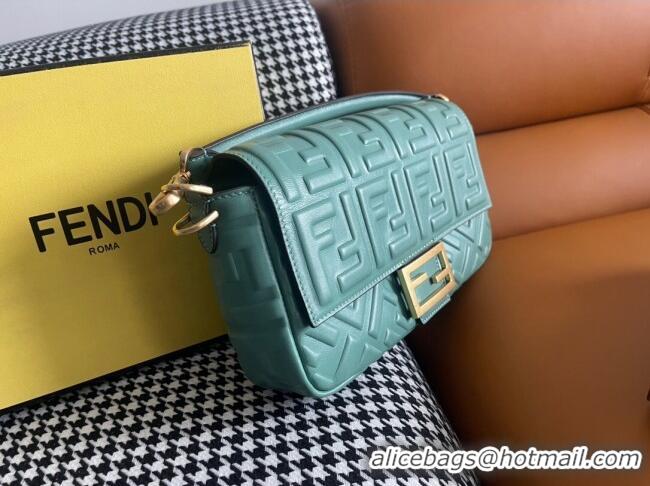 Top Design Fendi Baguette Medium Nappa Leather Bag 600M85 Light Green 2023