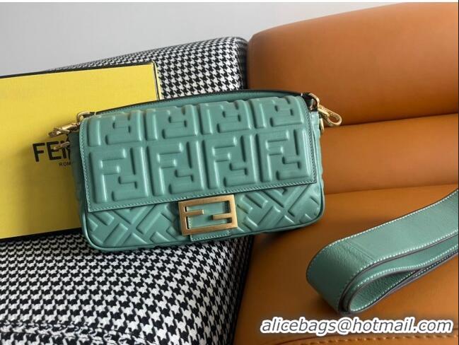 Top Design Fendi Baguette Medium Nappa Leather Bag 600M85 Light Green 2023