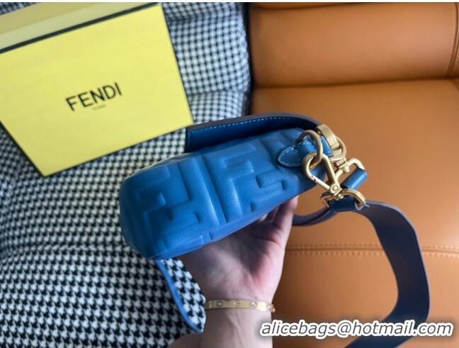 Famous Brand Fendi Baguette Medium Nappa Leather Bag 600M85 Blue 2023