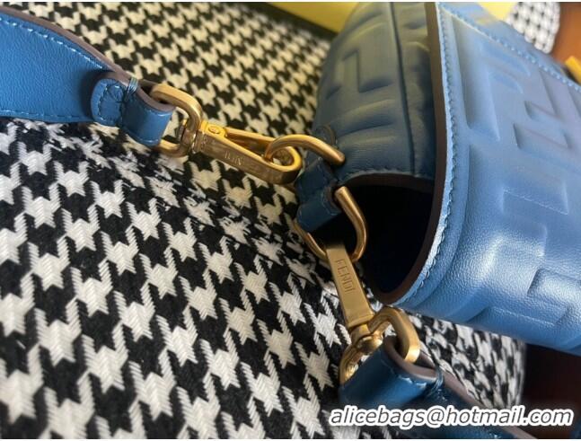 Famous Brand Fendi Baguette Medium Nappa Leather Bag 600M85 Blue 2023