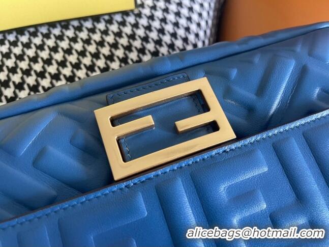 Famous Brand Fendi Baguette Medium Nappa Leather Bag 600M85 Blue 2023