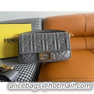 New Fashion Fendi Baguette Medium Nappa Leather Bag 600M85 Grey 2023